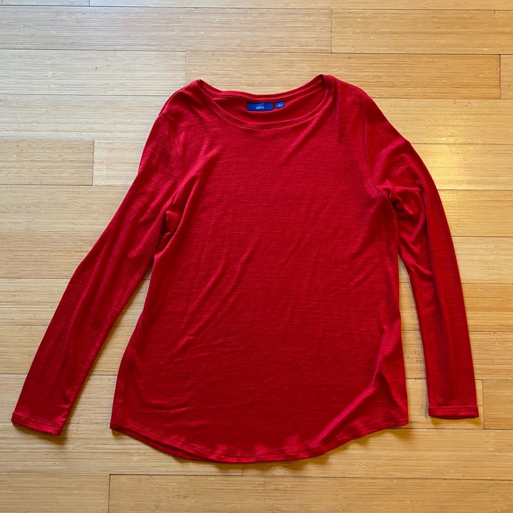 Apt 9 Red Long Sleeve scoop Neck
